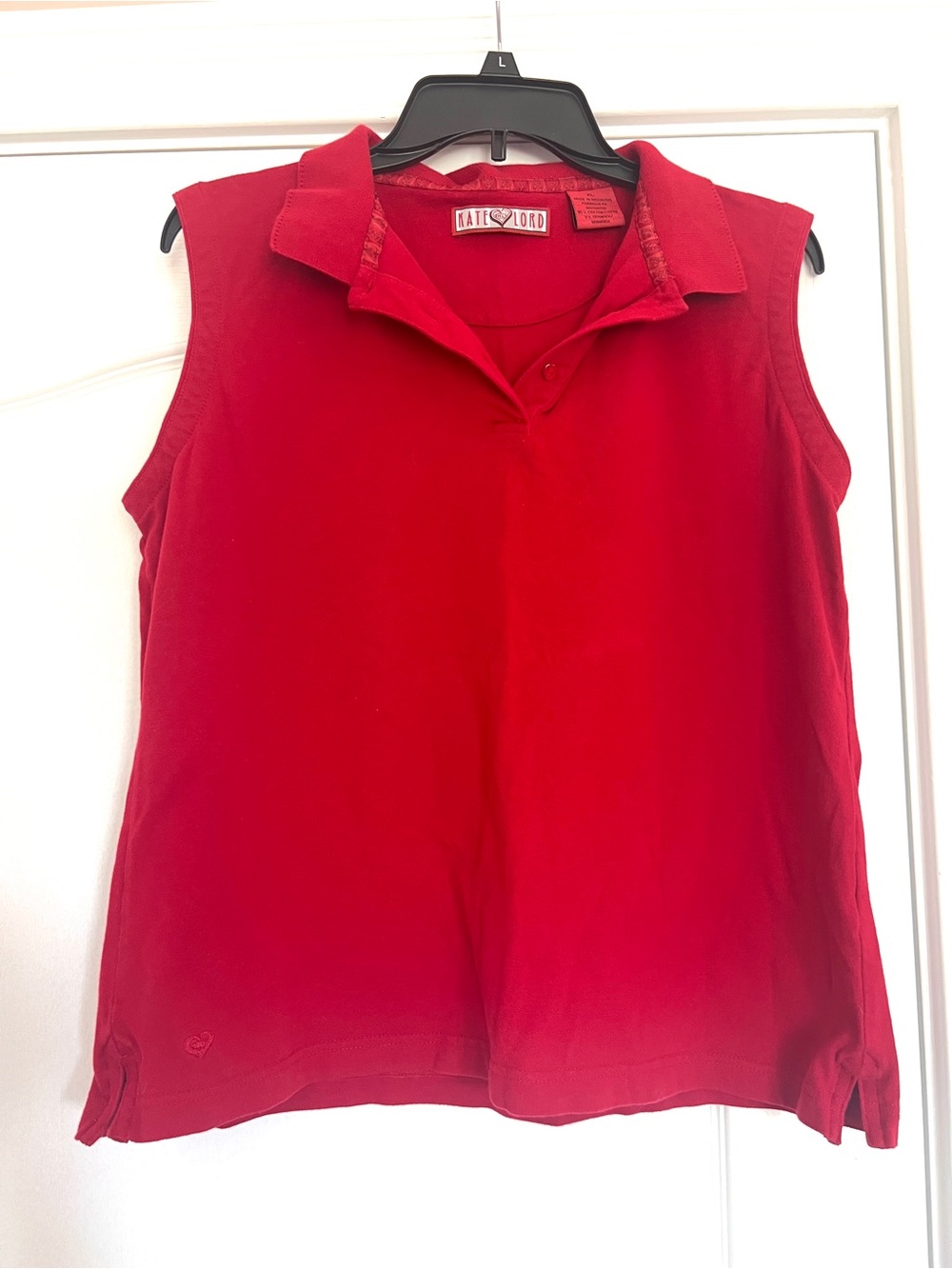 Katie Lord Red Sleeveless Polo Tank Top